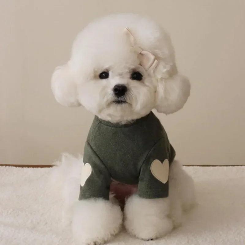 Adorable Warm Hoodie for Pets - Love Bear Design dark Blue
