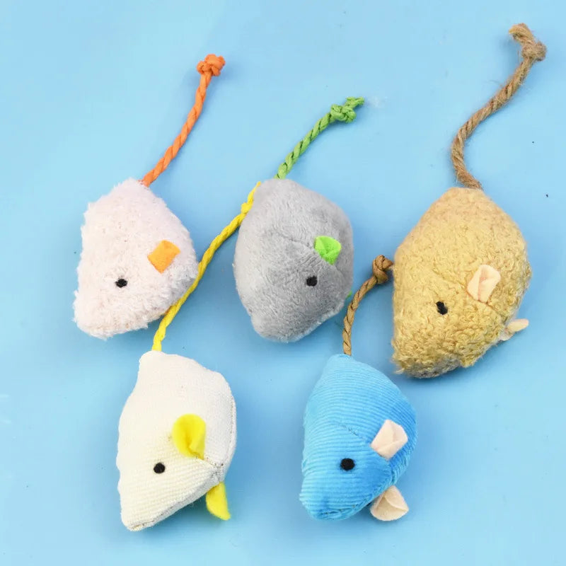 Furry Plush Cat Toys Mice Mouse Simulated Small Animals Funny Kitten Cats Playing Scratch Training Game Interactive Pet Supplies