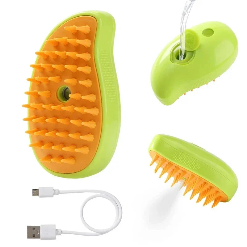 1~2pcs Steam Pet Brush 3-in-1 Massage Dog Steamy Brush Spray Beauty Tangled and Loose Hair Removal Cats Grooming Comb Dogs Green Mango