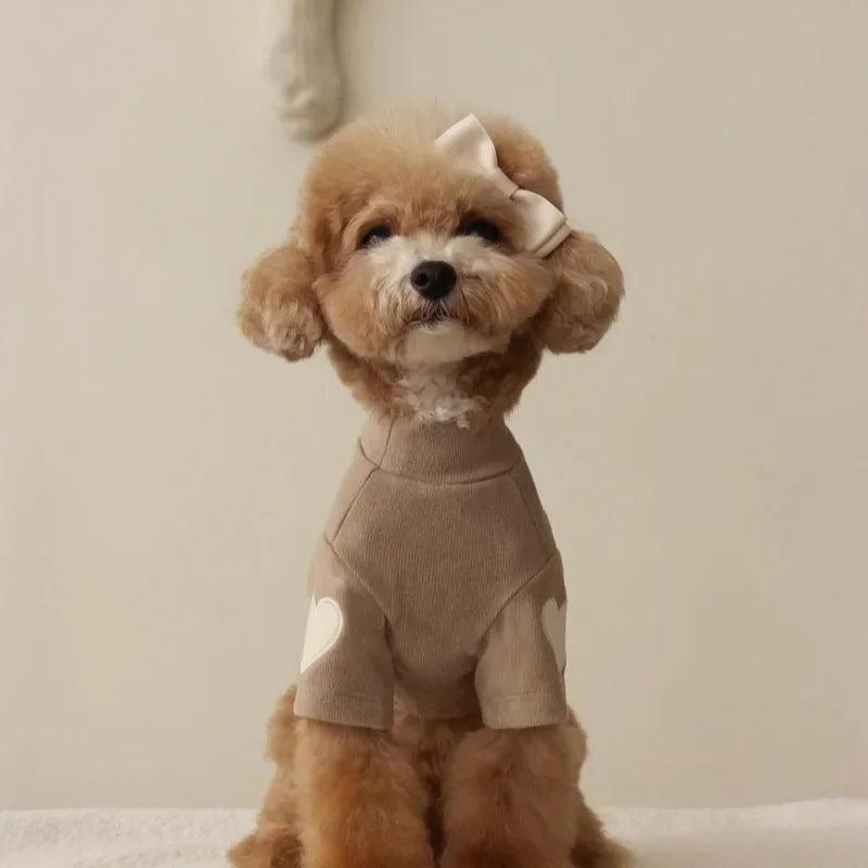 Adorable Warm Hoodie for Pets - Love Bear Design Gray
