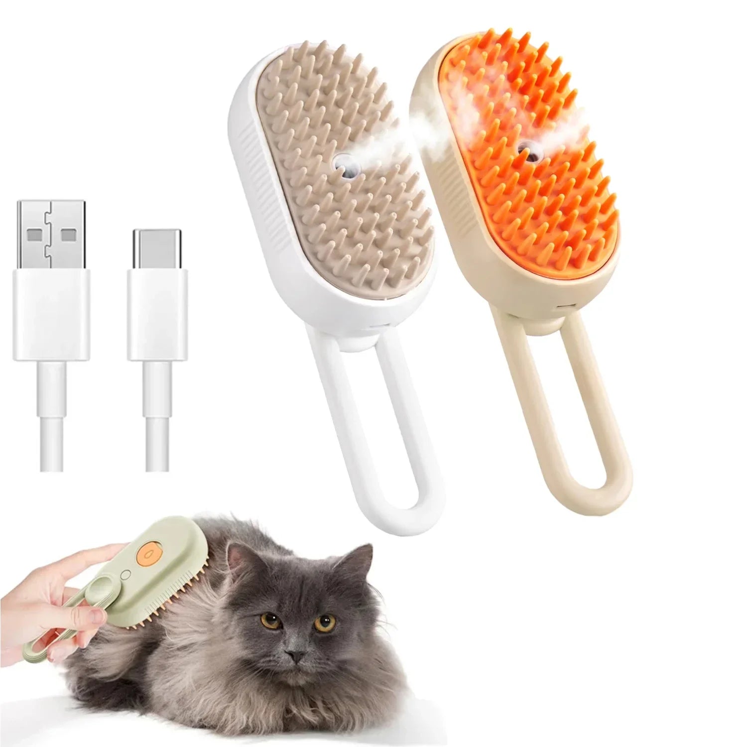 1~2pcs Steam Pet Brush 3-in-1 Massage Dog Steamy Brush Spray Beauty Tangled and Loose Hair Removal Cats Grooming Comb Dogs 2PC mixed