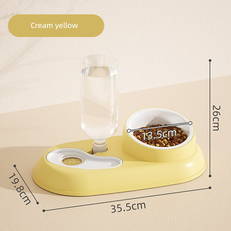 Automatic Double Bowl for Cats & Dogs Dog cat Neutral Cream Yellow-Ceramic