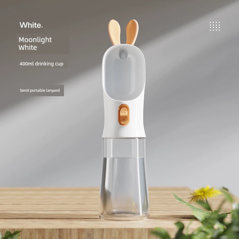 Dog Outing Water Cup Portable Outdoor Water Kettle Portable Cup Walking Dog Water Bottle PET Water Food Cup Water Feeder Supplies [Upgrade] Moonlight White-Go Out Drinking Cup 400MLl (One Button Automatic Water Outflow)