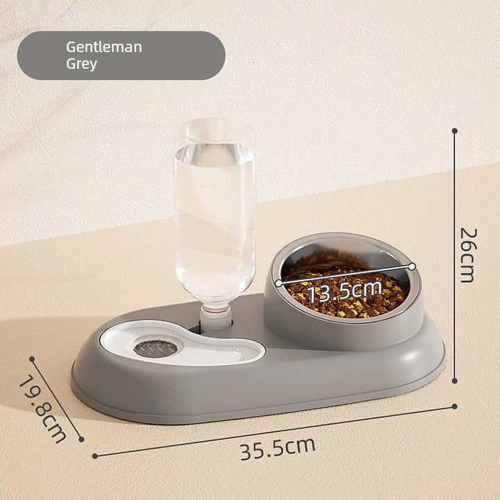 Automatic Double Bowl for Cats & Dogs Dog cat Neutral Gentleman Gray