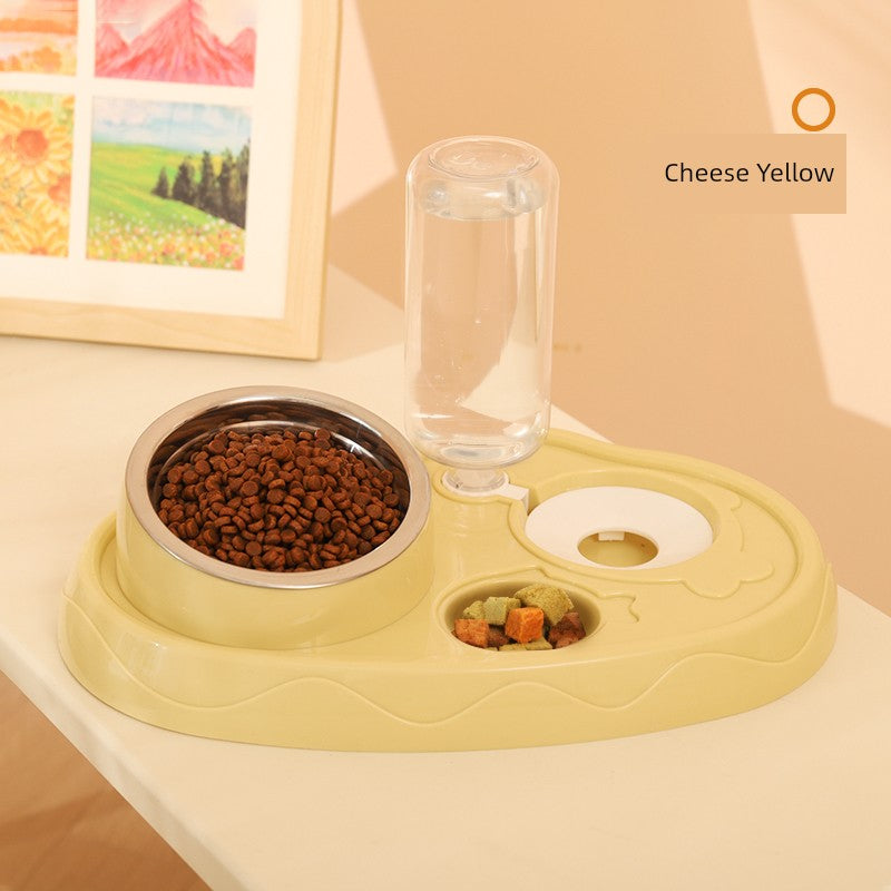 Automatic Double Bowl for Cats & Dogs Dog cat Neutral Cloud Bowl-Cheese Yellow