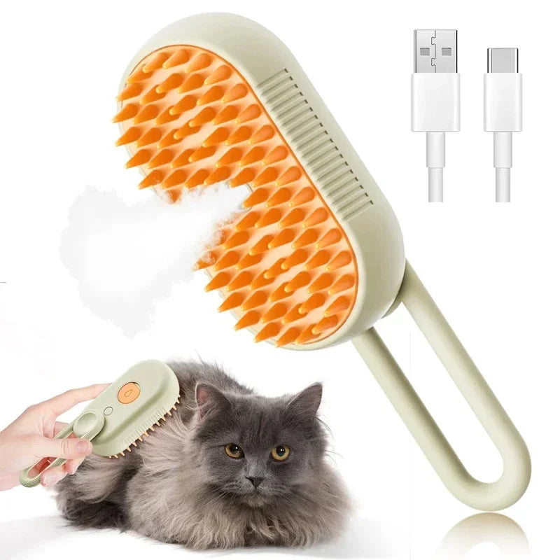 1~2pcs Steam Pet Brush 3-in-1 Massage Dog Steamy Brush Spray Beauty Tangled and Loose Hair Removal Cats Grooming Comb Dogs Coffee