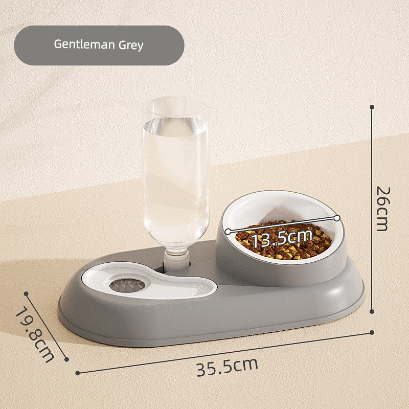Automatic Double Bowl for Cats & Dogs Dog cat Neutral Gentleman Grey-Ceramic