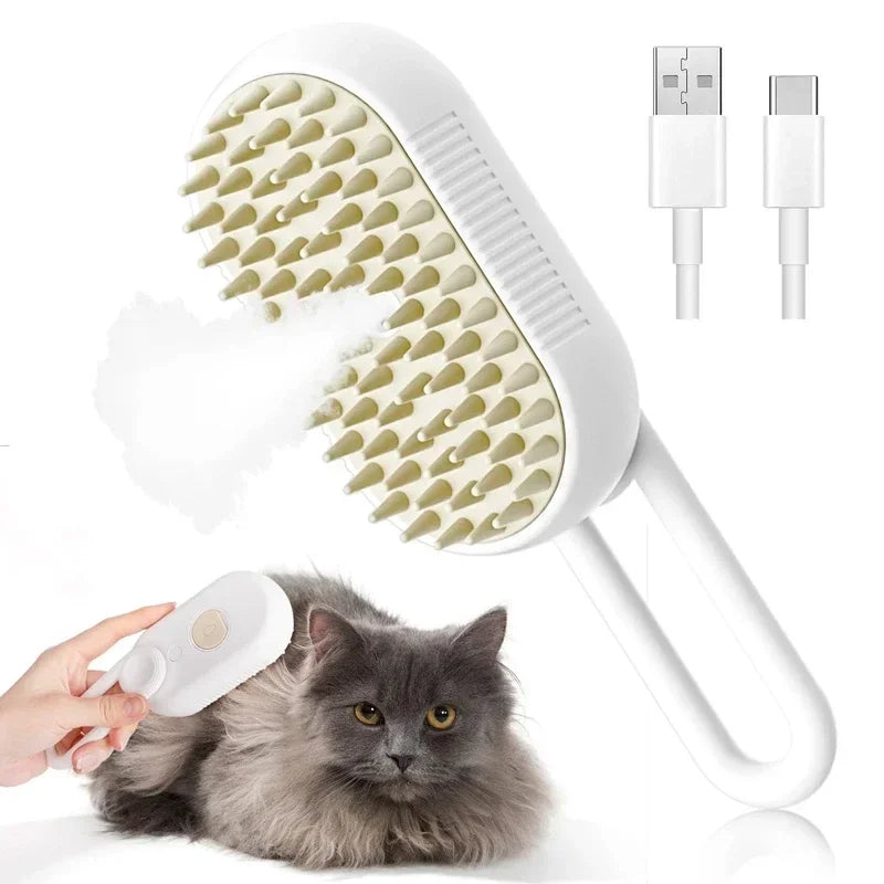 1~2pcs Steam Pet Brush 3-in-1 Massage Dog Steamy Brush Spray Beauty Tangled and Loose Hair Removal Cats Grooming Comb Dogs White
