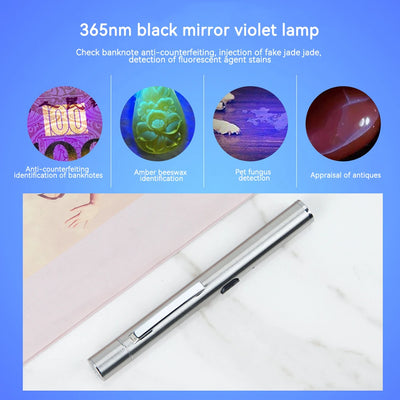 365 UV Veterinary Wood Lamp Pet Fungus Detection Waterproof Flashlight Skin Ultraviolet Light Cat Moss Tinea Light Black Mirror
