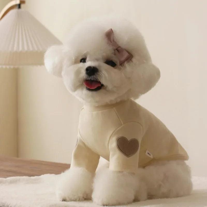 Adorable Warm Hoodie for Pets - Love Bear Design White