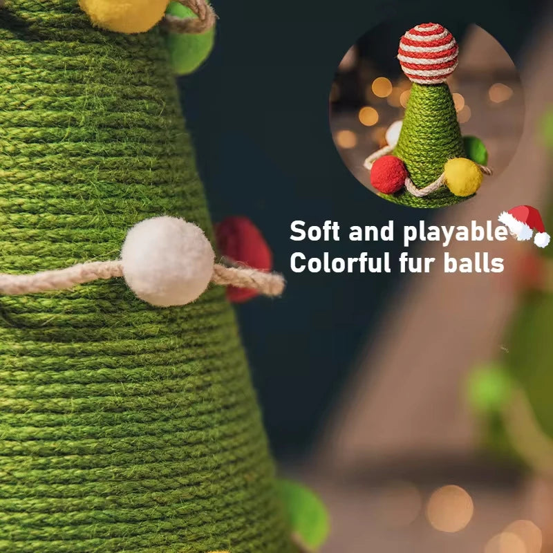 Christmas Cat Tree Tower with Scratching Post & Ball