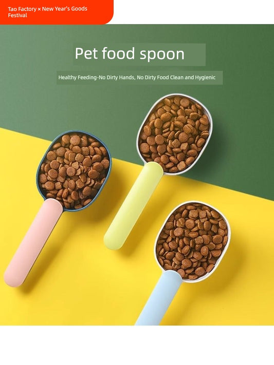 Cat Food Dog Food Spoon Pet Food Feeding Cat Spoon Cat Feeding Spoon with Sealing Clip Measuring Spoon Cat Supplies Seal