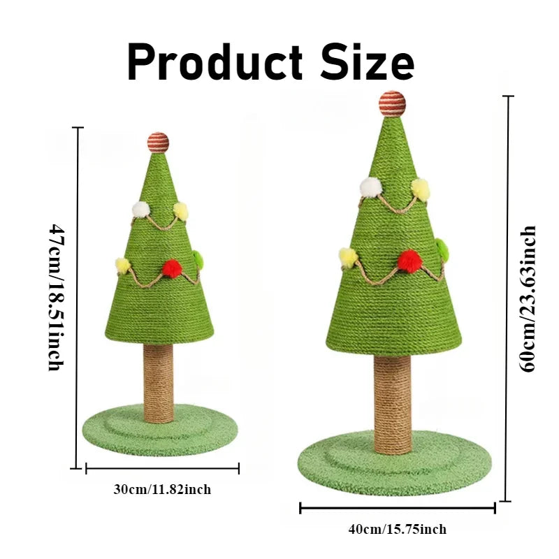 Christmas Cat Tree Tower with Scratching Post & Ball