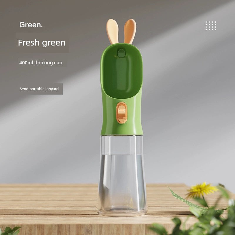 Dog Outing Water Cup Portable Outdoor Water Kettle Portable Cup Walking Dog Water Bottle PET Water Food Cup Water Feeder Supplies [Upgrade] Fresh and Green-400MLl (One-click Automatic Water Outlet)