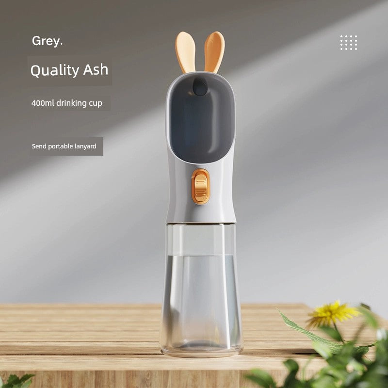 Dog Outing Water Cup Portable Outdoor Water Kettle Portable Cup Walking Dog Water Bottle PET Water Food Cup Water Feeder Supplies [Upgrade] Quality Grey-400MLl (One-click Automatic Water Outlet)